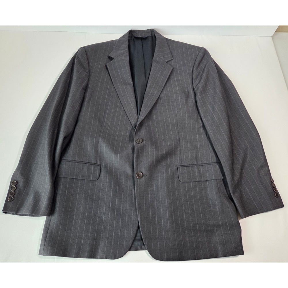 Brooks Brothers Jacket Mens 44R 346 Gray Pinstriped Wool Blend Formal Dress